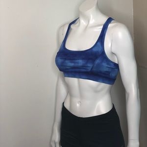 Blue water color look sports bra